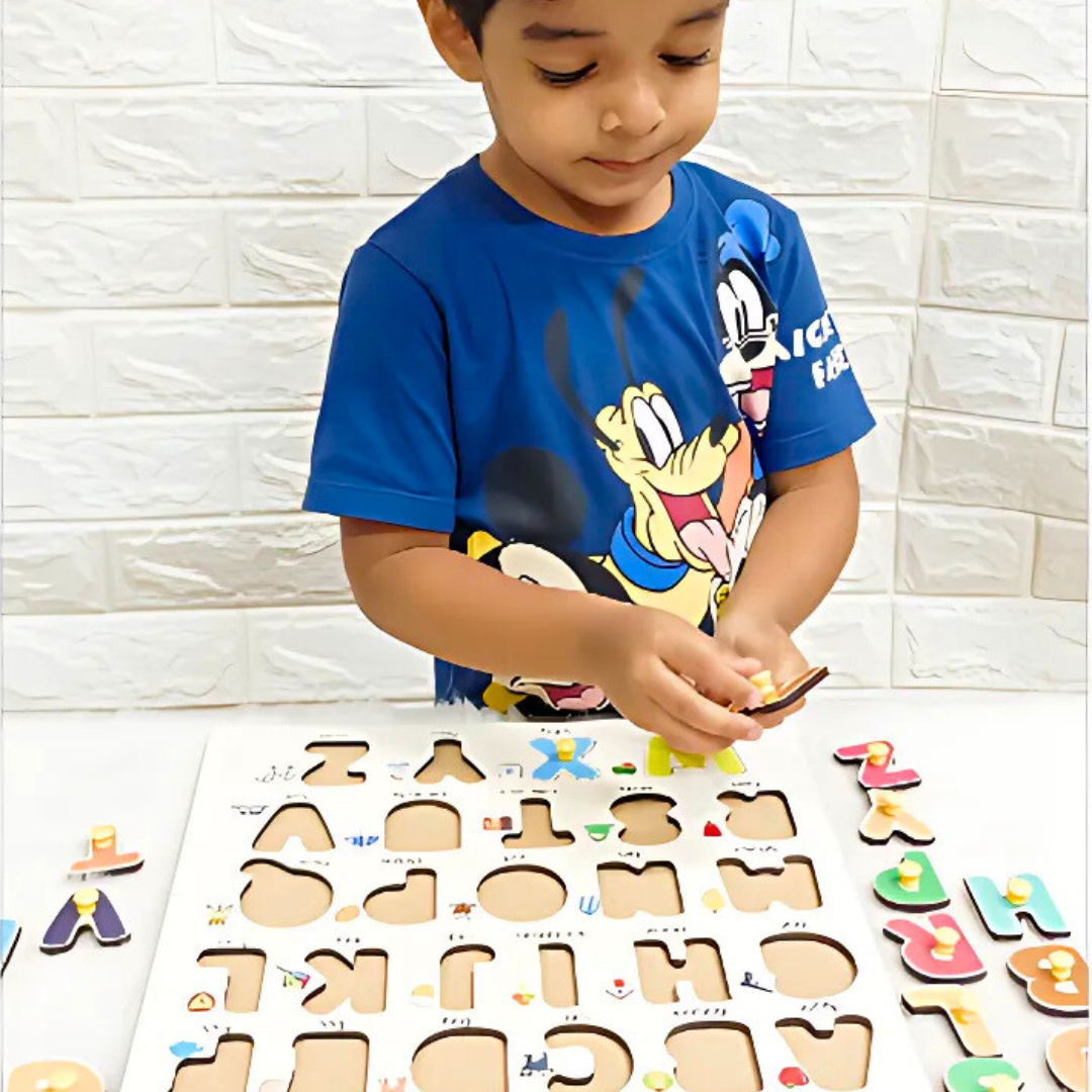 🔤3-in-1 Wooden Puzzle Combo: Capital Letters, Small Letters & Numbers