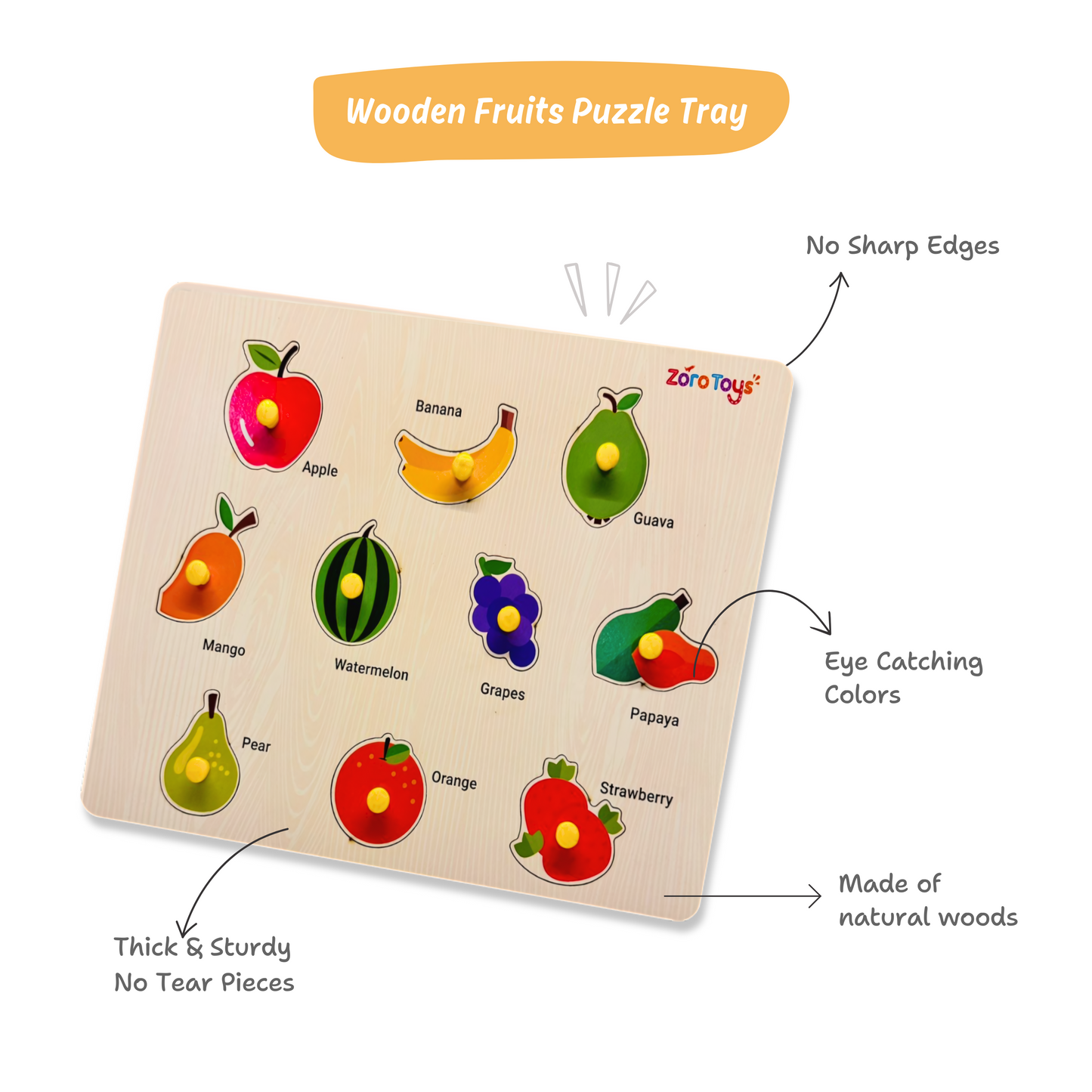 Fruits puzzle tray for kids