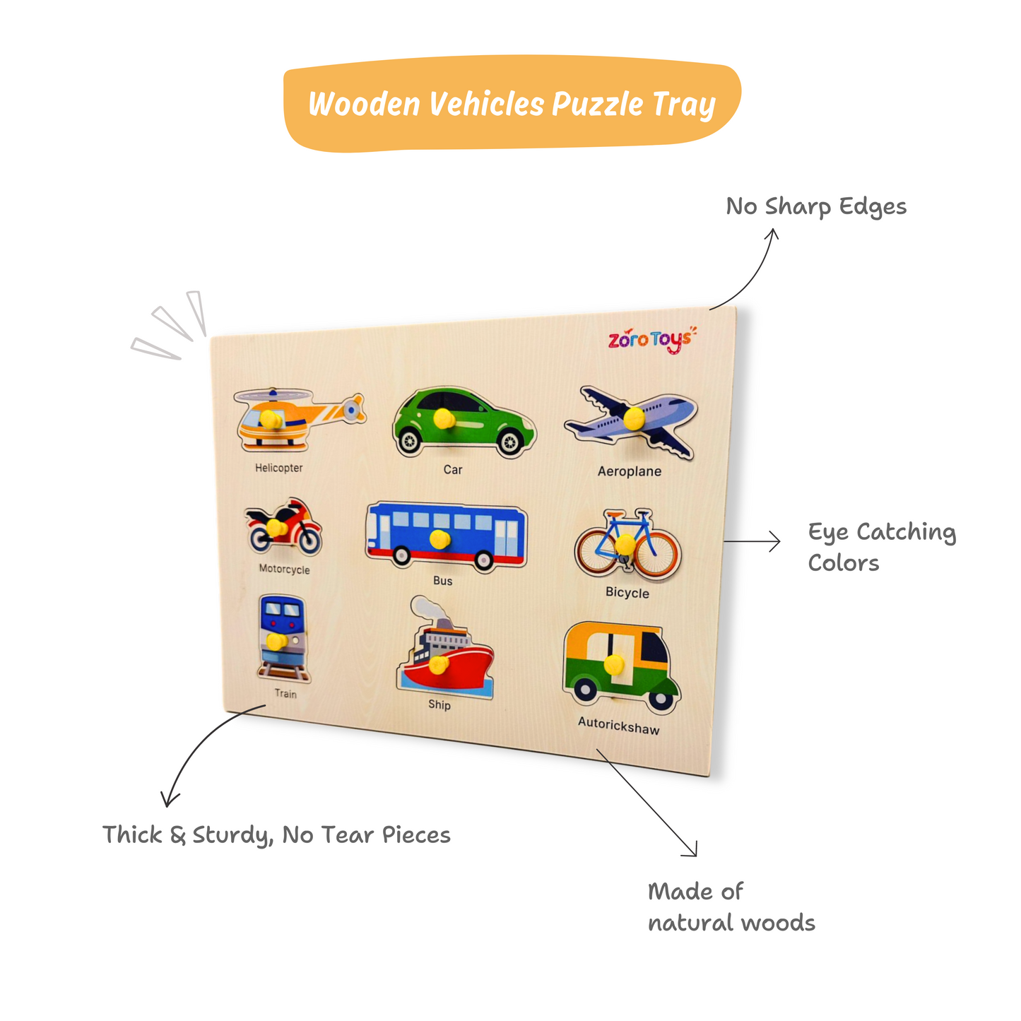 Vehicle Wooden puzzle tray