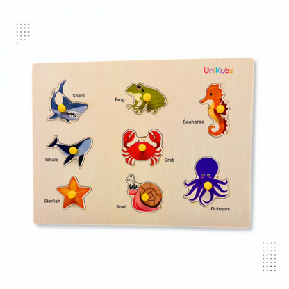 Wooden Sea Animals Puzzle Tray – Fun & Educational!